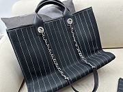 Fortok Chanel Maxi Shopping Bag Cotton,Calfskin&Silver-Tone Metal Black & White - 2