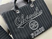 Fortok Chanel Maxi Shopping Bag Cotton,Calfskin&Silver-Tone Metal Black & White - 3