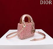 Fortok Dior Lady Microbag Blush Pink Satin Embroidered With Gradient Effect Beads - 2