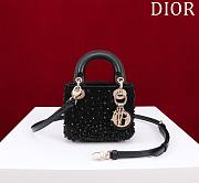 Fortok Dior Lady Microbag Blush Black Satin Embroidered With Gradient Effect Beads - 1