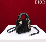 Fortok Dior Lady Microbag Blush Black Satin Embroidered With Gradient Effect Beads - 3