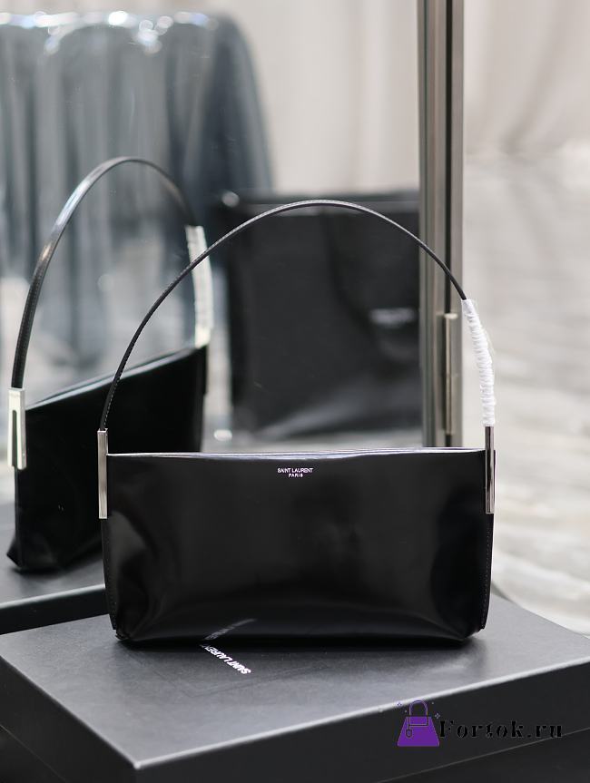 Fortok Saint Laurent Black Suzanne Leather Shoulder Bag 28×14×4cm - 1