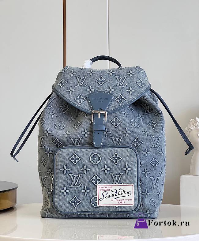 Fortok Louis Vuitton Montsouris Backpack Denim Canvas M22534 32x40x19cm - 1
