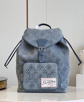 Fortok Louis Vuitton Montsouris Backpack Denim Canvas M22534 32x40x19cm