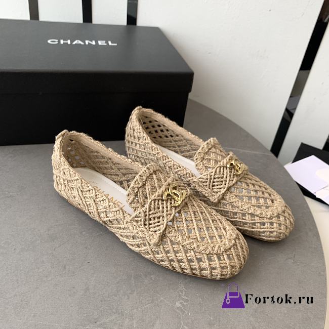 Fortok Chanel Braided Cord Loafers Beige - 1