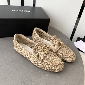 Fortok Chanel Braided Cord Loafers Beige