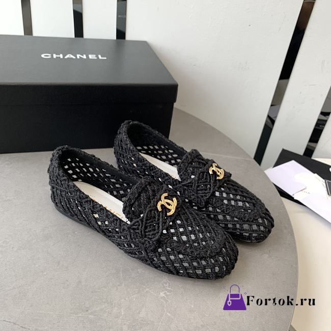 Fortok Chanel Braided Cord Loafers Black - 1