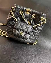 Fortok Chanel Blended Fabrics Chain Calfskin Leather Bag Black 16.5x17x12cm - 1