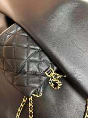 Fortok Chanel Blended Fabrics Chain Calfskin Leather Bag Black 16.5x17x12cm - 3
