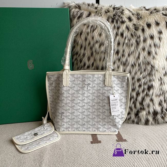 Fortok Goyard Mini Tote Bag White 28cm - 1