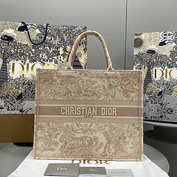 Fortok Dior Large Book Tote Pink Embroidery Bag E68888 41.5x32x5cm