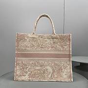 Fortok Dior Large Book Tote Pink Embroidery Bag E68888 41.5x32x5cm - 5