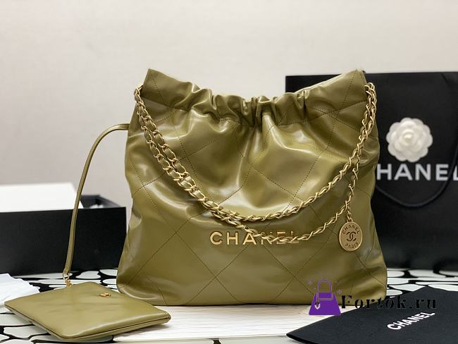 Fortok Chanel Handbag Green Moss 35x35x8cm - 1