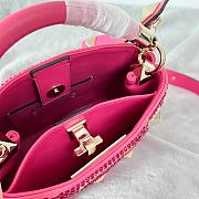 Fortok Valentino Garavani Roman Stud Crystal Embellished Calfskin Handbag Pink - 5