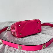 Fortok Valentino Garavani Roman Stud Crystal Embellished Calfskin Handbag Pink - 2