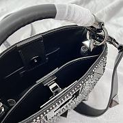 Fortok Valentino Garavani Roman Stud Crystal Embellished Calfskin Handbag Black - 6