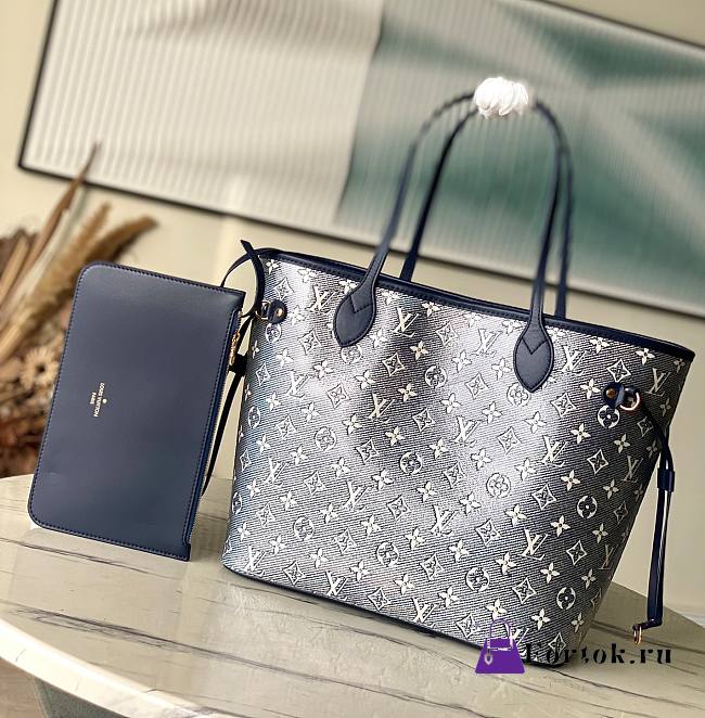 Fortok Louis Vuitton Neverfull MM Bag Blue M22921 31x28x14cm - 1