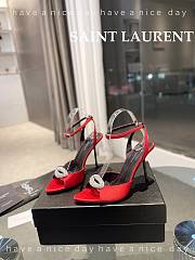 Fortok Saint Laurent Red Fanny Slingback Pumps In Crepe Satin - 6