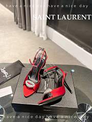 Fortok Saint Laurent Red Fanny Slingback Pumps In Crepe Satin - 5