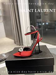 Fortok Saint Laurent Red Fanny Slingback Pumps In Crepe Satin - 3