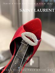 Fortok Saint Laurent Red Fanny Slingback Pumps In Crepe Satin - 2