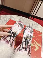 Fortok Christian Louboutin Suede Crystal Strass Plume Pin Up 100 37.5 Vintage Rose - 5