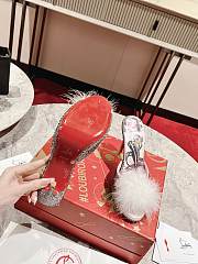 Fortok Christian Louboutin Suede Crystal Strass Plume Pin Up 100 37.5 Vintage Rose - 4