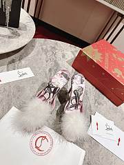 Fortok Christian Louboutin Suede Crystal Strass Plume Pin Up 100 37.5 Vintage Rose - 2
