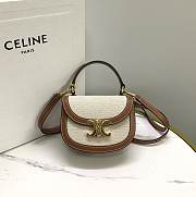 Fortok Celine Mini Besace Triomphe In Textile And Calfskin Natural Bag - 1