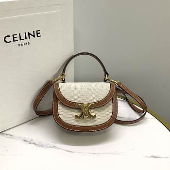 Fortok Celine Mini Besace Triomphe In Textile And Calfskin Natural Bag