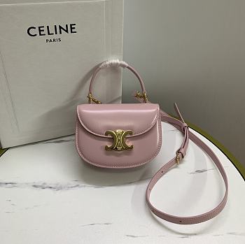 Fortok Celine Mini Triomphe In Shiny Calfskin Light Pink Bag 