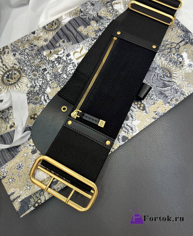 Fortok Dior Saddle Belt Black Smooth Calfskin and Technical Fabric 80 MM - 1