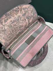 Fortok Dior Lady Bag Gray and Pink Toile de Jouy Reverse Embroidery 24x11x20cm - 6