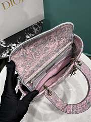 Fortok Dior Lady Bag Gray and Pink Toile de Jouy Reverse Embroidery 24x11x20cm - 3