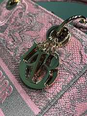 Fortok Dior Lady Bag Gray and Pink Toile de Jouy Reverse Embroidery 24x11x20cm - 5