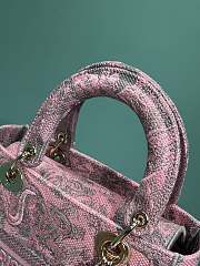 Fortok Dior Lady Bag Gray and Pink Toile de Jouy Reverse Embroidery 24x11x20cm - 2