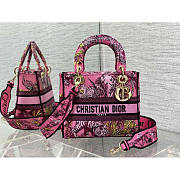 Fortok Dior Lady Bag Fuchsia Multicolor Toile de Jouy Voyage Embroidery 24cm - 1