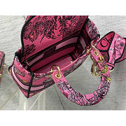 Fortok Dior Lady Bag Fuchsia Multicolor Toile de Jouy Voyage Embroidery 24cm - 6