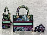 Fortok Dior Lady Bag Blue Multicolor Toile de Jouy Voyage Embroidery 24cm - 2