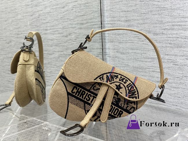 Fortok Dior Saddle Bag Cotton And Linen Embroidery 25cm - 1