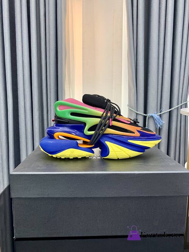 Balmain Neoprene and Leather Unicorn Low-Top Sneakers Multicolor - 1