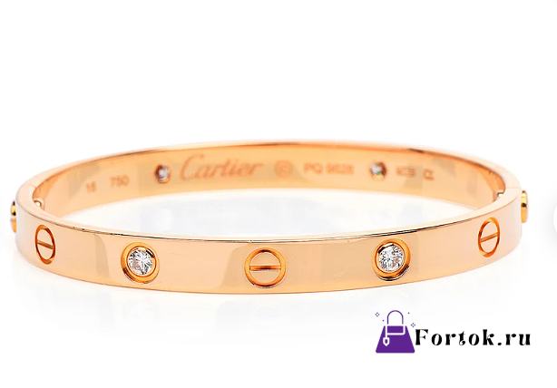 Fortok Cartier Love 4 Diamonds Bracelet Gold/Silver - 1