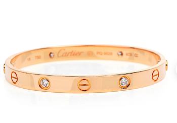 Fortok Cartier Love 4 Diamonds Bracelet Gold/Silver