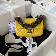 Fortok Fortok Chanel Mini Flap Bag Lambskin Wenge Wood & Gold-Tone Metal Yellow - 1