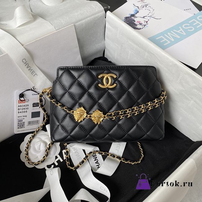 Fortok Chanel Woc Shoulder Bag Black 19x13x8cm - 1