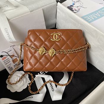 Fortok Chanel Woc Shoulder Bag Brown 19x13x8cm