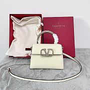 Fortok Valentino Small Vsling Handbag With Jewel Embroidery in White 22x17x9cm - 1