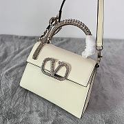 Fortok Valentino Small Vsling Handbag With Jewel Embroidery in White 22x17x9cm - 4