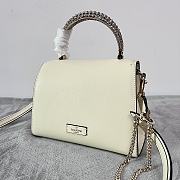 Fortok Valentino Small Vsling Handbag With Jewel Embroidery in White 22x17x9cm - 3