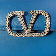 Fortok Valentino Small Vsling Handbag With Jewel Embroidery in Blue 22x17x9cm - 4
